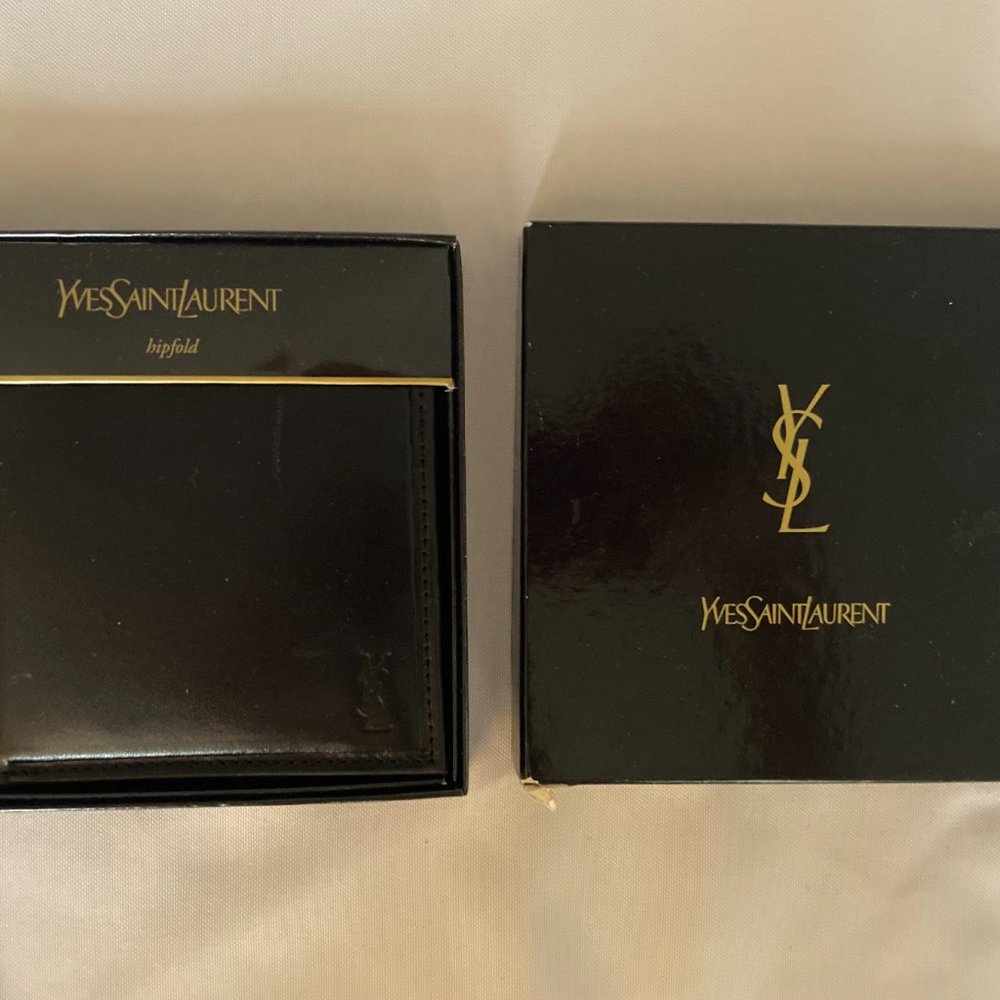 Saint Laurent / YSL black leather bifold wallet